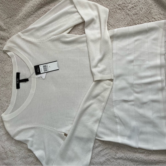 BCBG White Lightweight Crew Neck Sweater - Picture 1 of 4